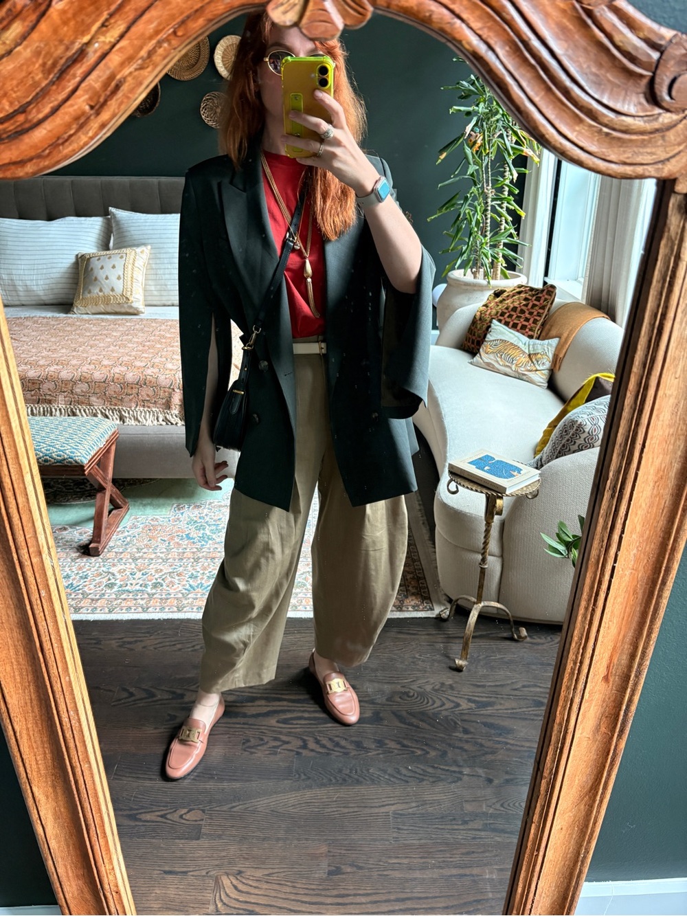 Women’s Tibi Wide-Leg Wool Pleated Pants in Khaki - Picture 2 of 12